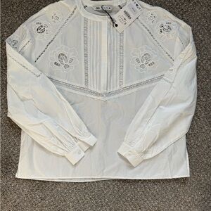 Zara White Floral Lace Blouse
